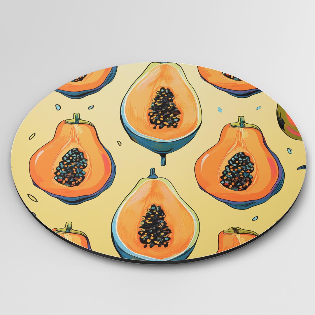 Tropische Papaja Muurcirkel-WallArtistic
