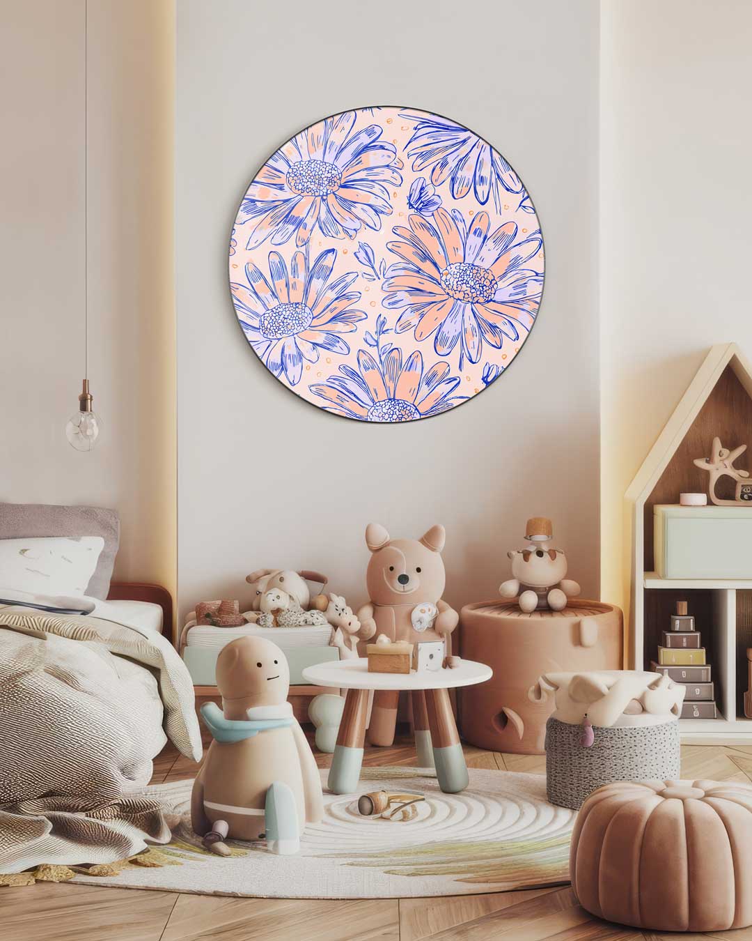 Bloemen Muurcirkel Pastel