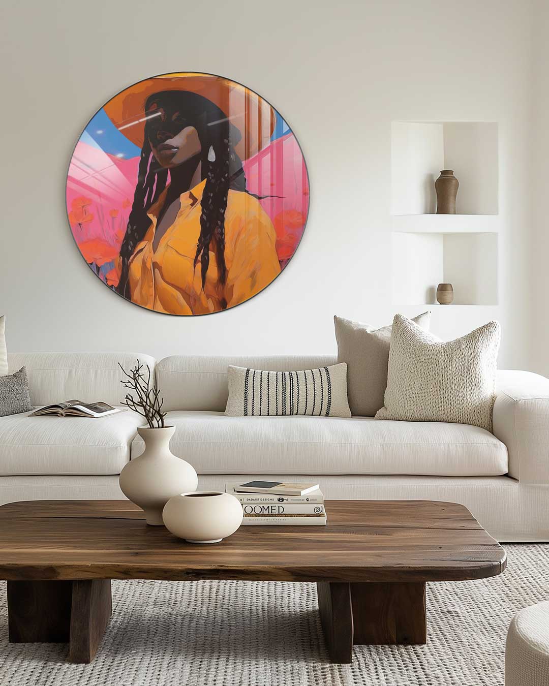 Kleurrijke Cowboy Portret Muurcirkel-WallArtistic