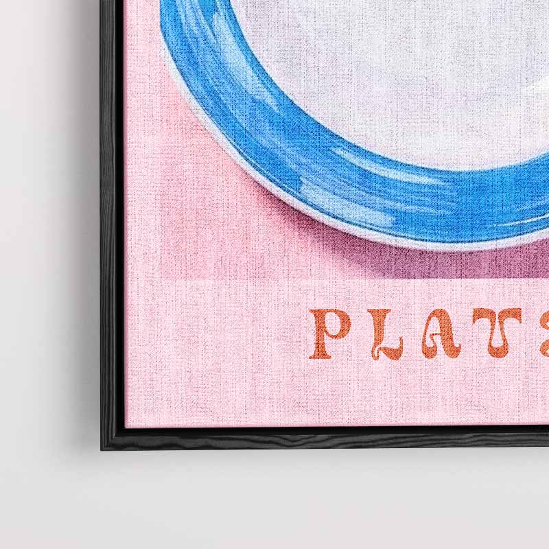 S'il Vous Plate? - Speelse Blauw-Witte Bordenkunst Kunstwerk-canvas-dibond-plexiglas-wanddecoratie-WallArtistic