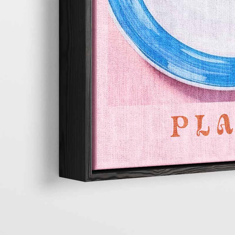 S'il Vous Plate? - Speelse Blauw-Witte Bordenkunst Kunstwerk-canvas-dibond-plexiglas-wanddecoratie-WallArtistic