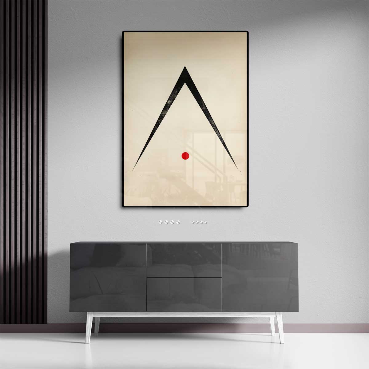 Minimalistisch Abstract Driehoek en Cirkel Kunstwerk-canvas-dibond-plexiglas-wanddecoratie-WallArtistic