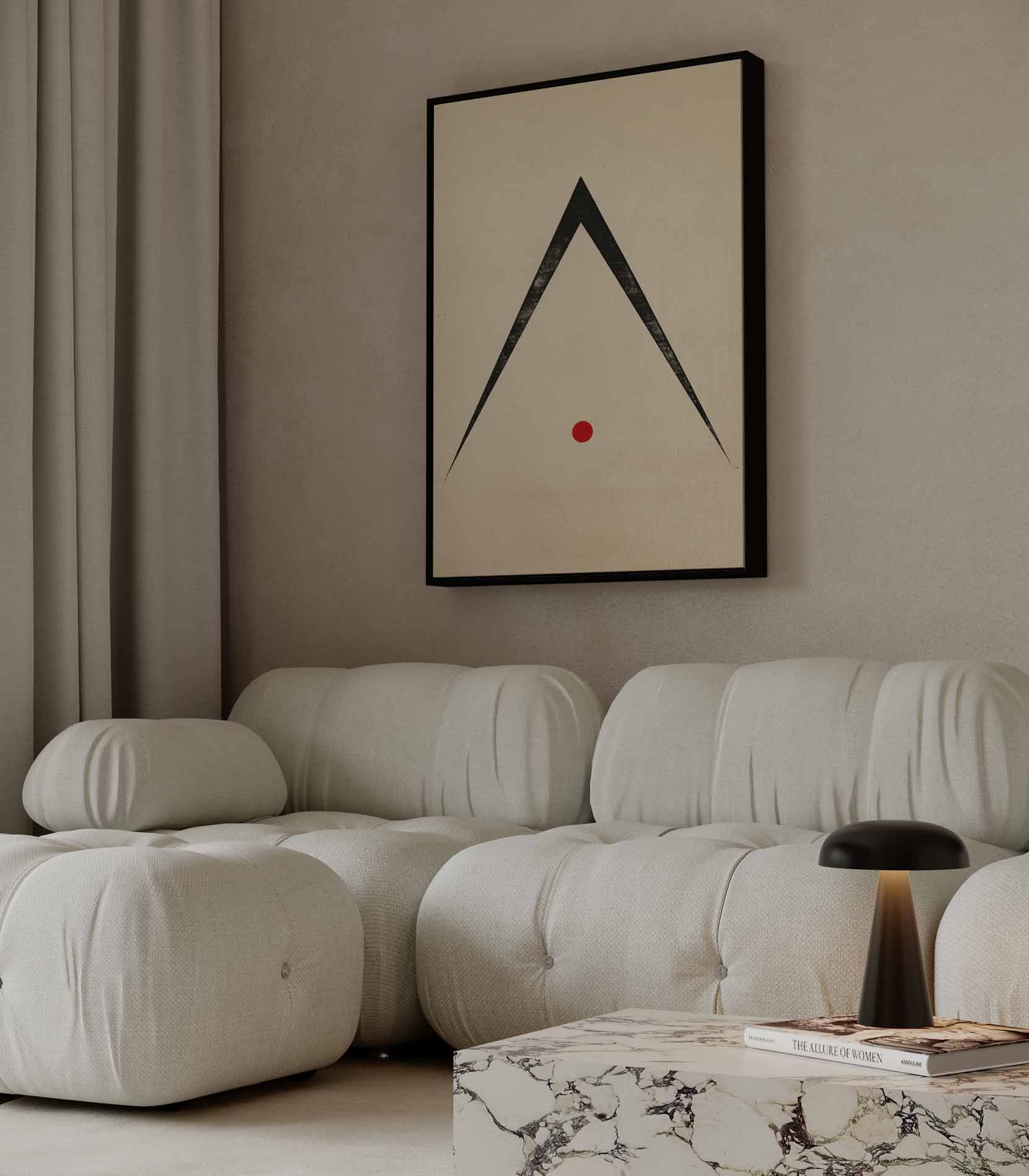 Minimalistisch Abstract Driehoek en Cirkel Kunstwerk-canvas-dibond-plexiglas-wanddecoratie-WallArtistic