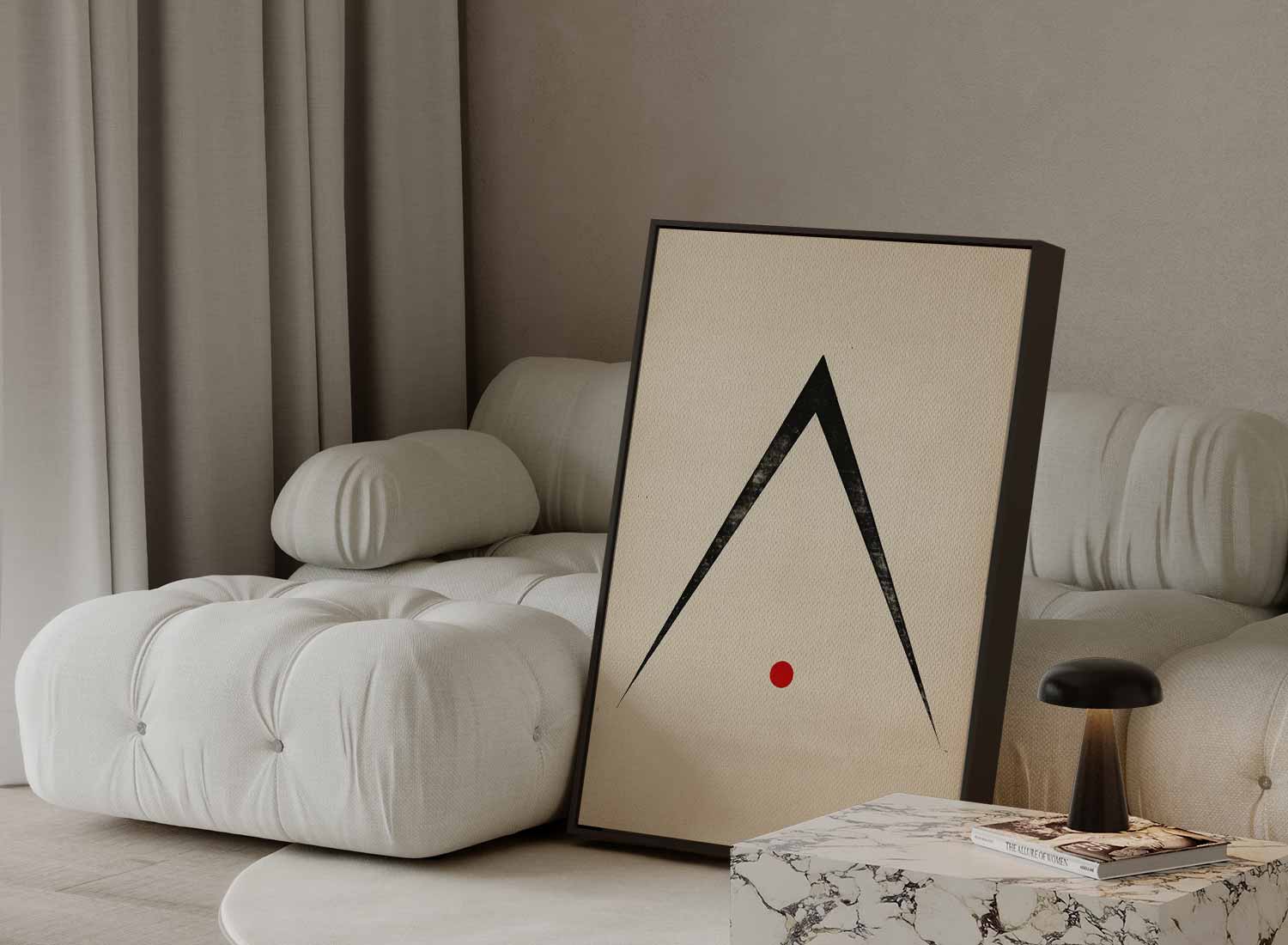 Minimalistisch Abstract Driehoek en Cirkel Kunstwerk-canvas-dibond-plexiglas-wanddecoratie-WallArtistic