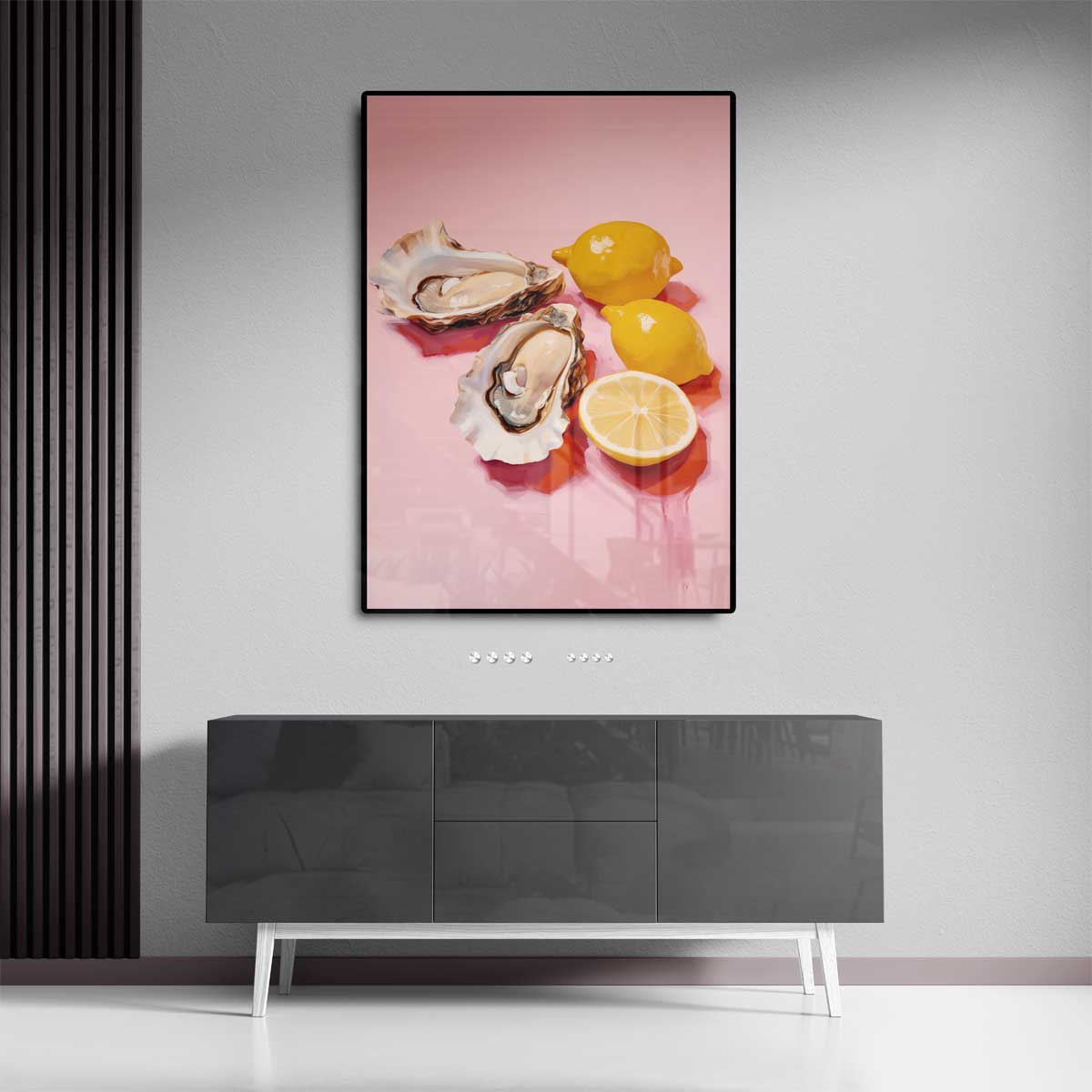 Verfrissende Oester en Citroen Compositie Kunstwerk-canvas-dibond-plexiglas-wanddecoratie-WallArtistic
