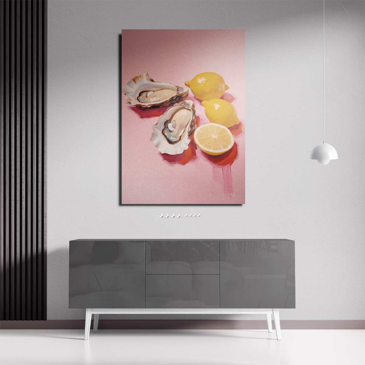 Verfrissende Oester en Citroen Compositie Kunstwerk-canvas-dibond-plexiglas-wanddecoratie-WallArtistic