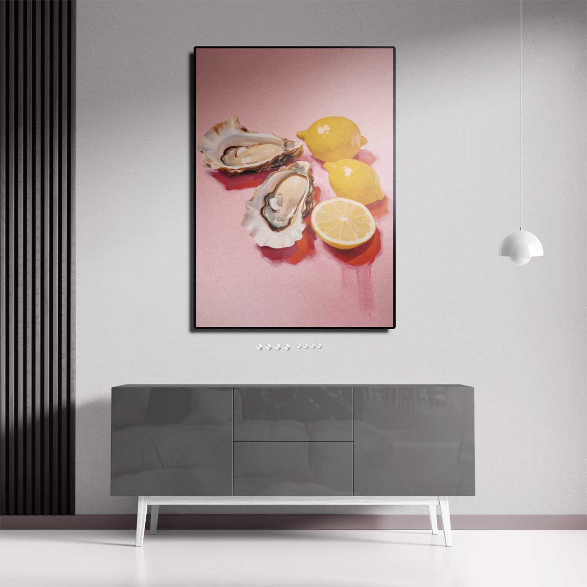 Verfrissende Oester en Citroen Compositie Kunstwerk-canvas-dibond-plexiglas-wanddecoratie-WallArtistic