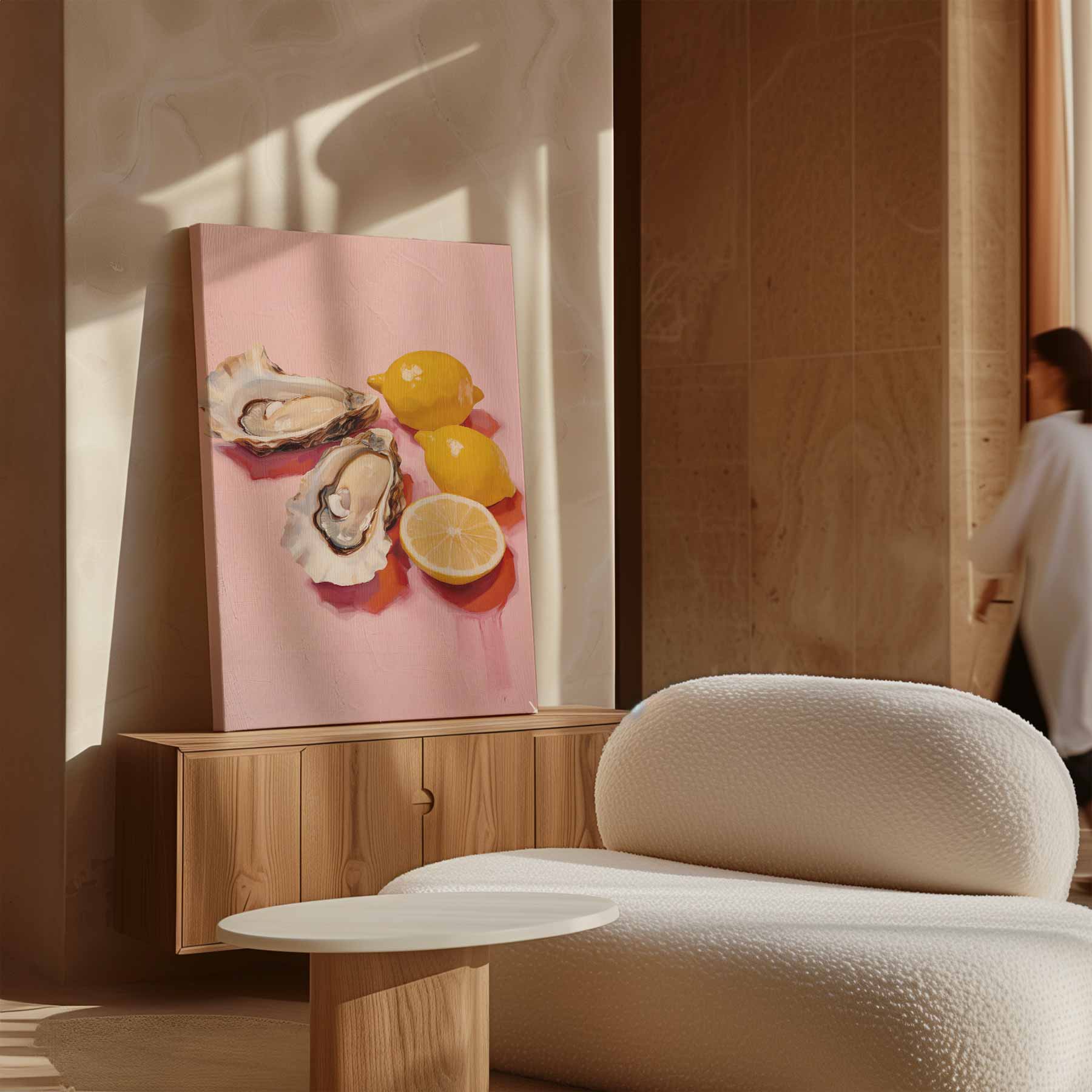 Verfrissende Oester en Citroen Compositie Kunstwerk-canvas-dibond-plexiglas-wanddecoratie-WallArtistic