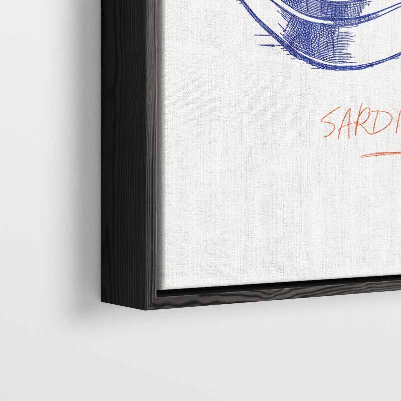 Blauwe Sardines Illustratie Kunstwerk-canvas-dibond-plexiglas-wanddecoratie-WallArtistic