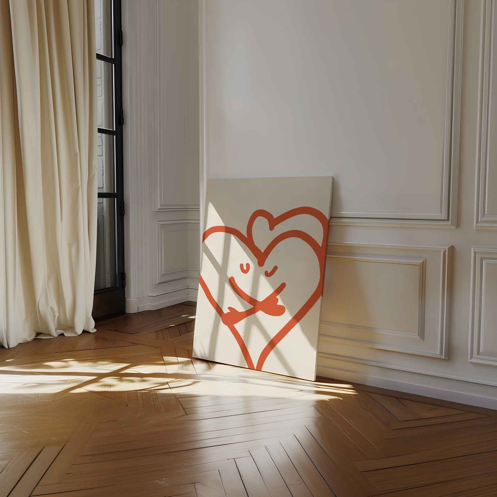 Vrolijke Hartjesknuffel Kunstwerk-canvas-dibond-plexiglas-wanddecoratie-WallArtistic