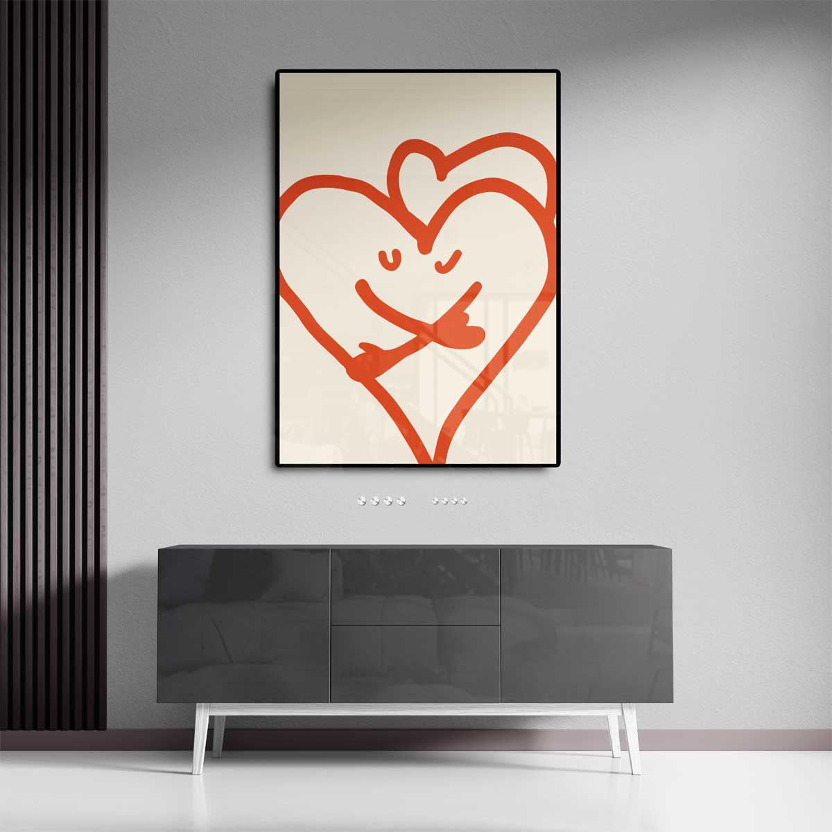 Vrolijke Hartjesknuffel Kunstwerk-canvas-dibond-plexiglas-wanddecoratie-WallArtistic