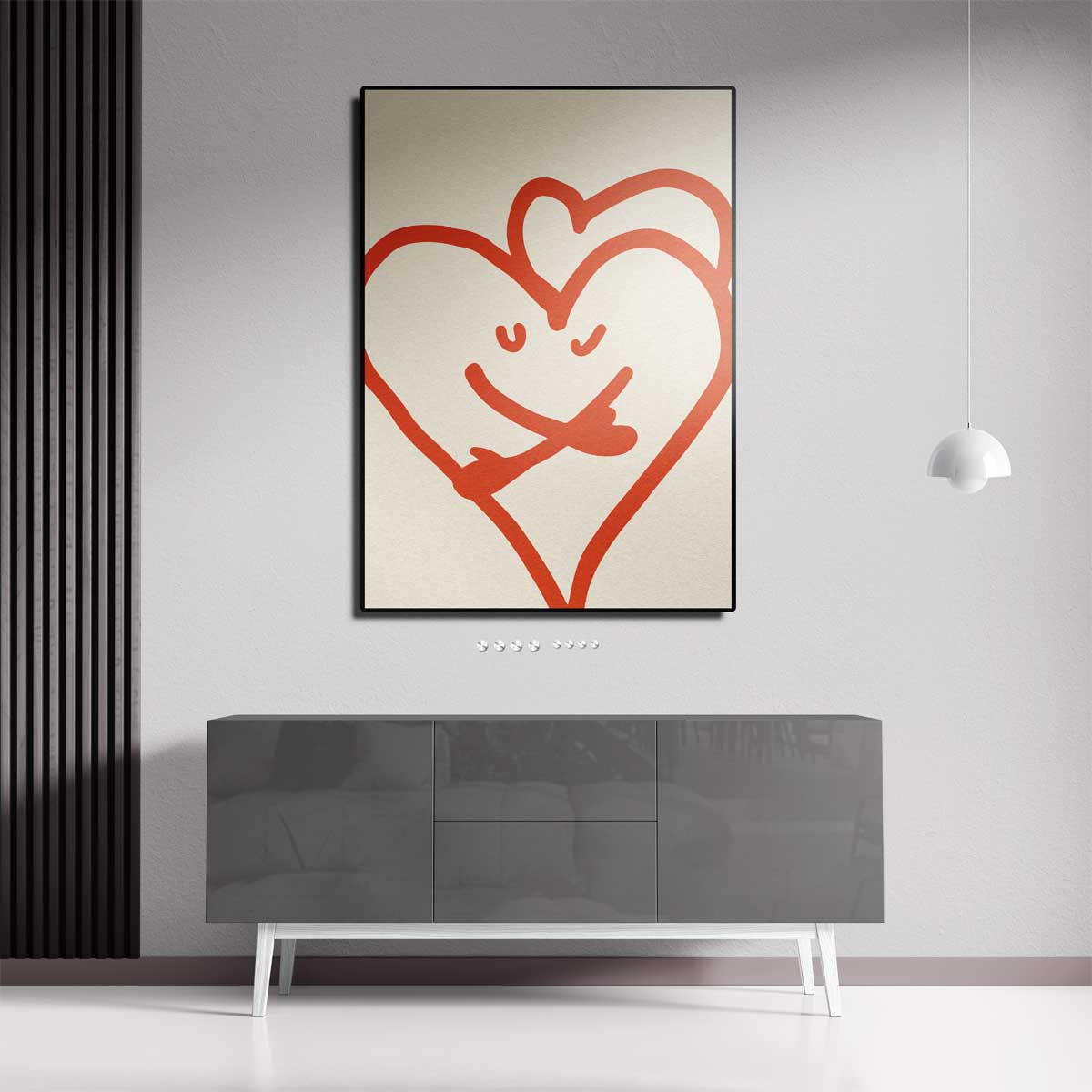 Vrolijke Hartjesknuffel Kunstwerk-canvas-dibond-plexiglas-wanddecoratie-WallArtistic