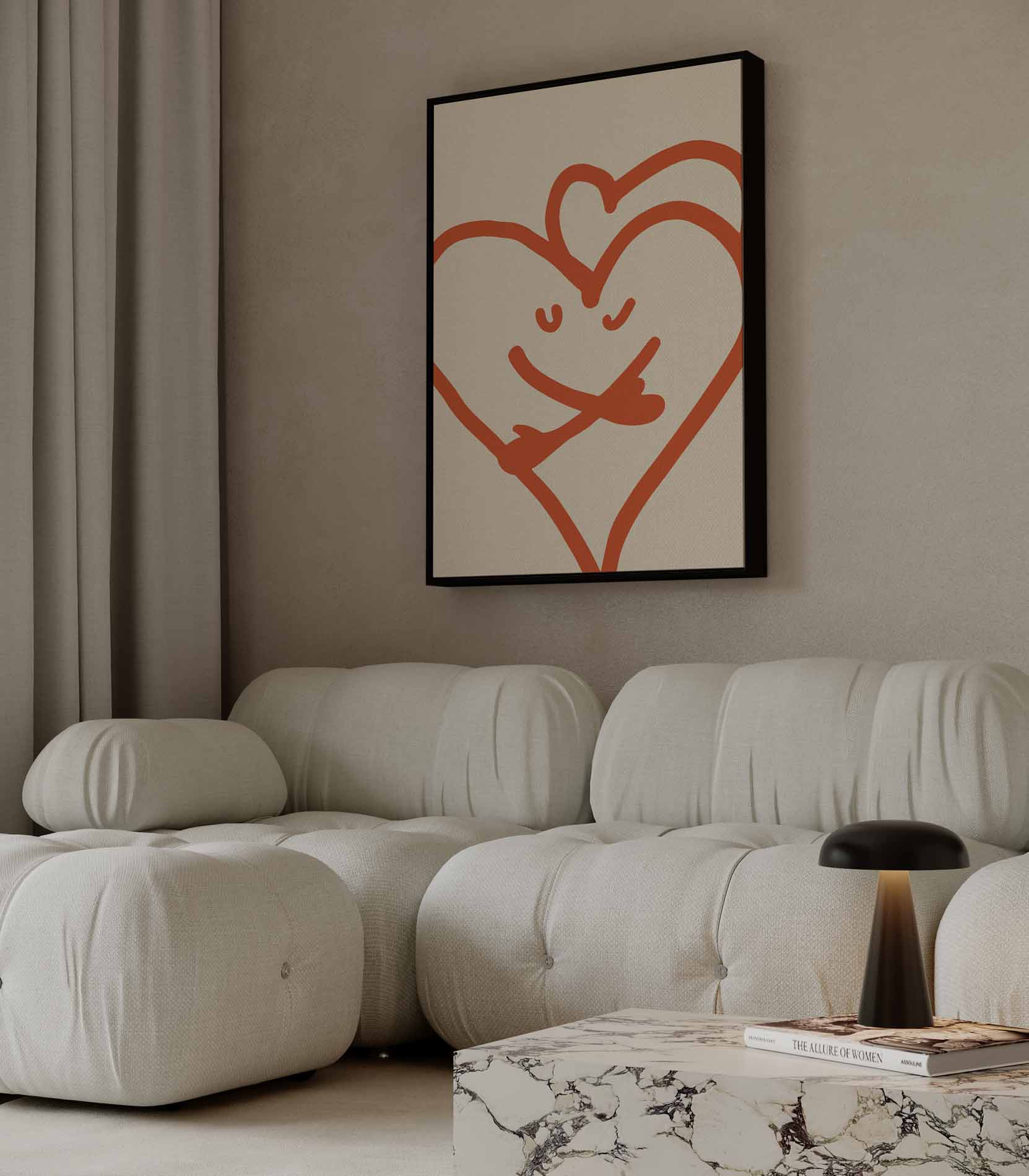 Vrolijke Hartjesknuffel Kunstwerk-canvas-dibond-plexiglas-wanddecoratie-WallArtistic