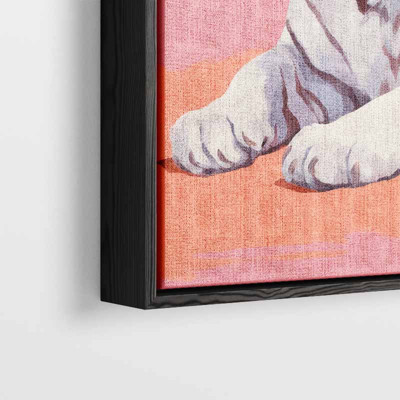 Charmante Witte Tijger op Roze Kunstwerk-canvas-dibond-plexiglas-wanddecoratie-WallArtistic