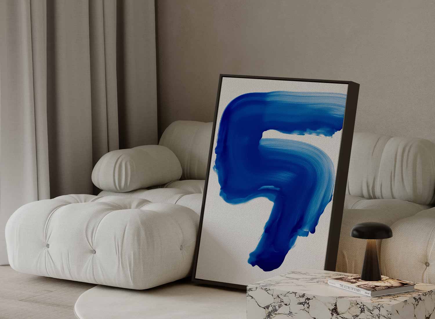 Blauwe Expressie Kunstwerk-canvas-dibond-plexiglas-wanddecoratie-WallArtistic