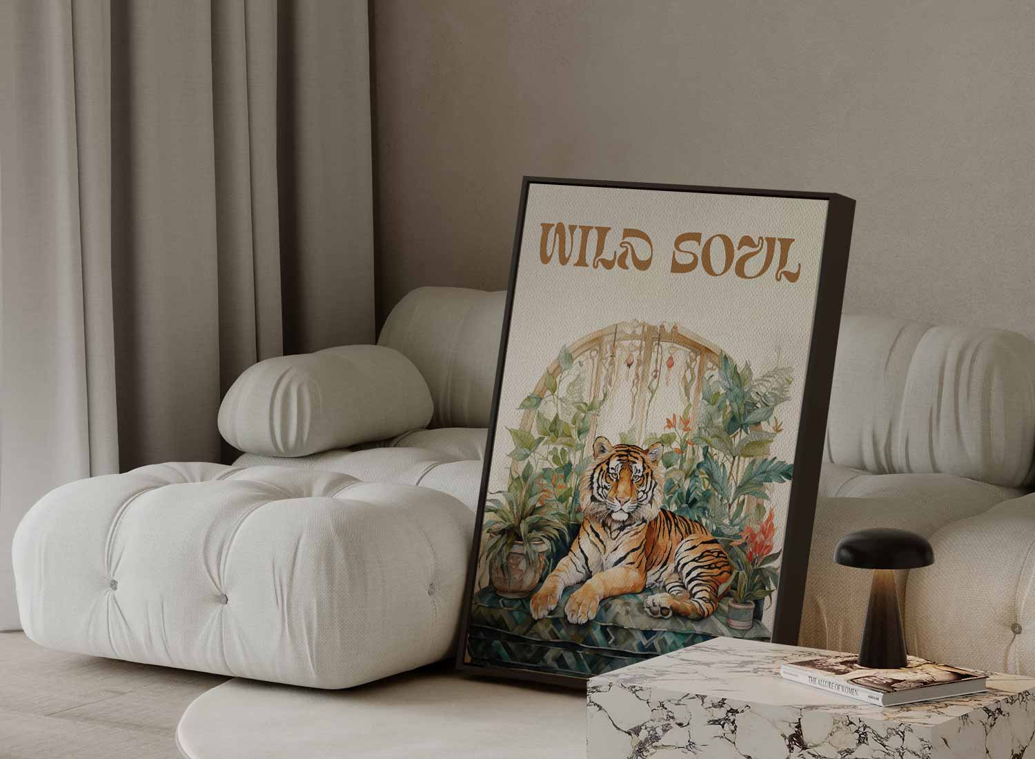 Wilde Ziel Tijgerprint Kunstwerk-canvas-dibond-plexiglas-wanddecoratie-WallArtistic