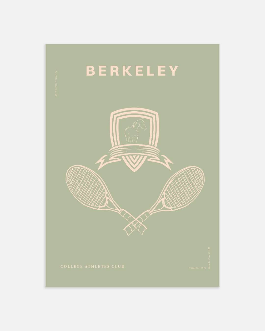 Berkeley tennisrackets en embleem Poster