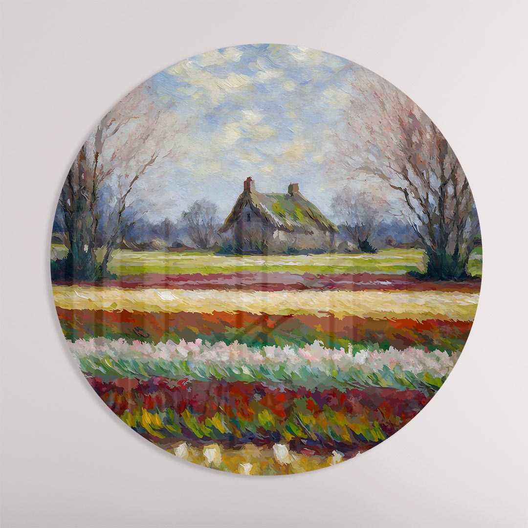 Kleurrijke Hollandse Bloemenveld Muurcirkel