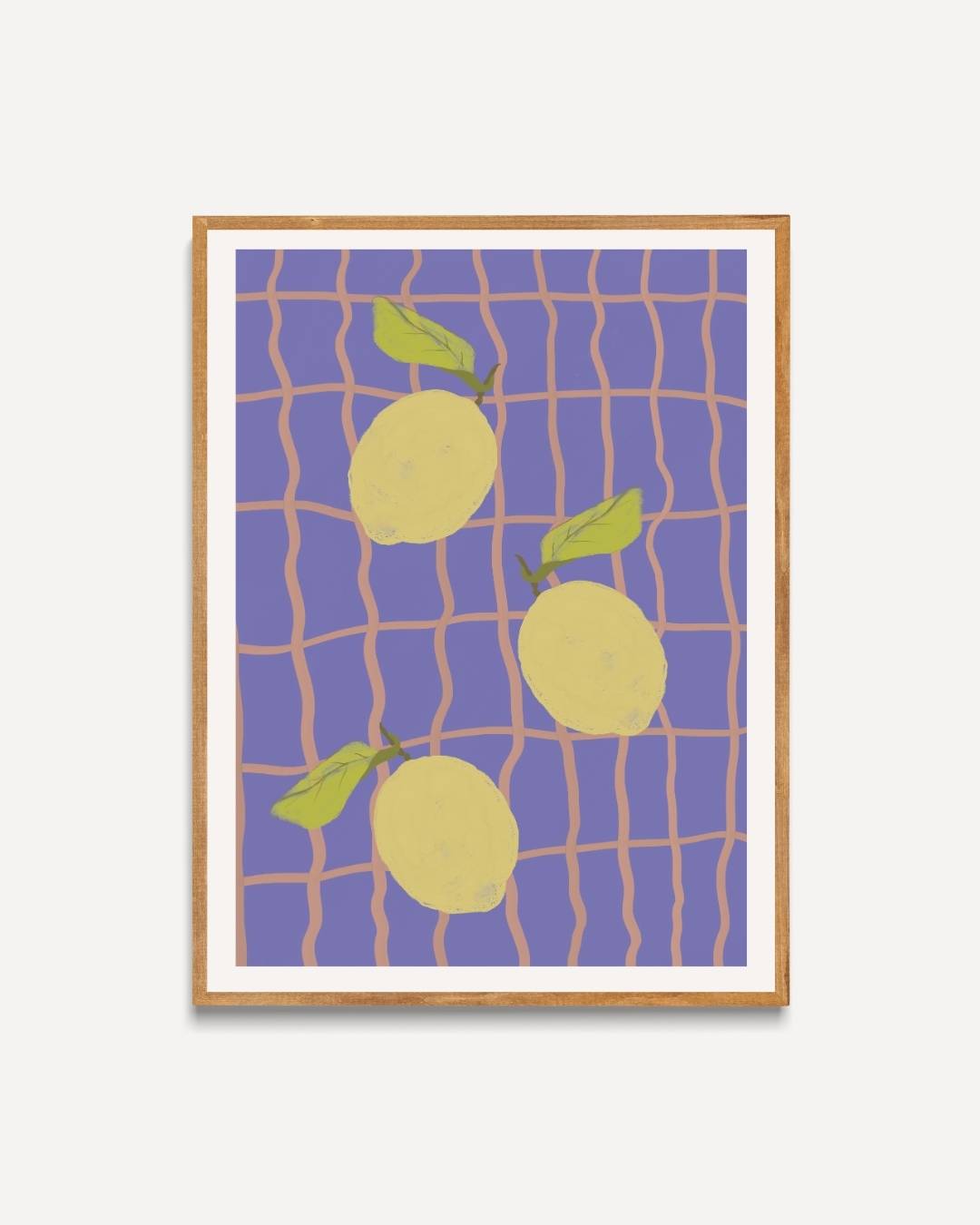 Blauw raster citroen Poster