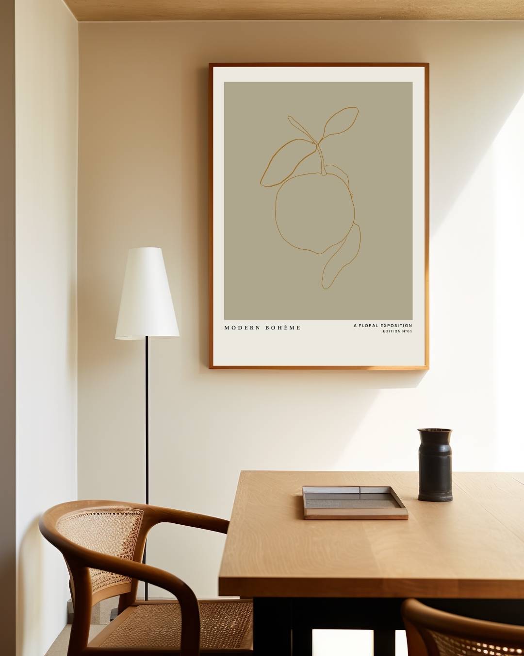 Citroen goud lijntekening Poster