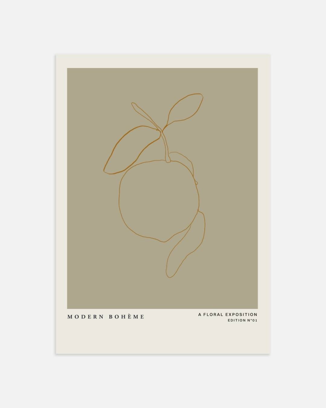 Citroen goud lijntekening Poster