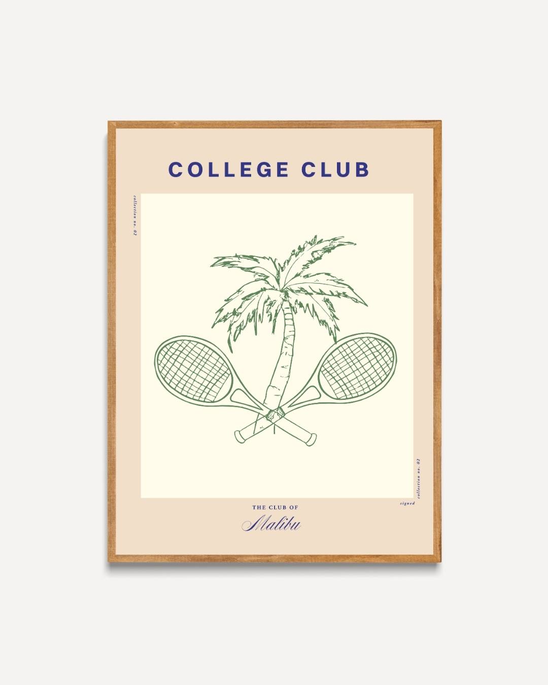 College Club tennisrackets en palmboom Poster