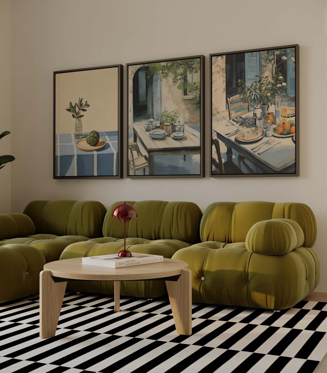 Artisjok en tuinservies in zuidelijke stijl Kunstwerk-canvas-dibond-plexiglas-wanddecoratie-WallArtistic