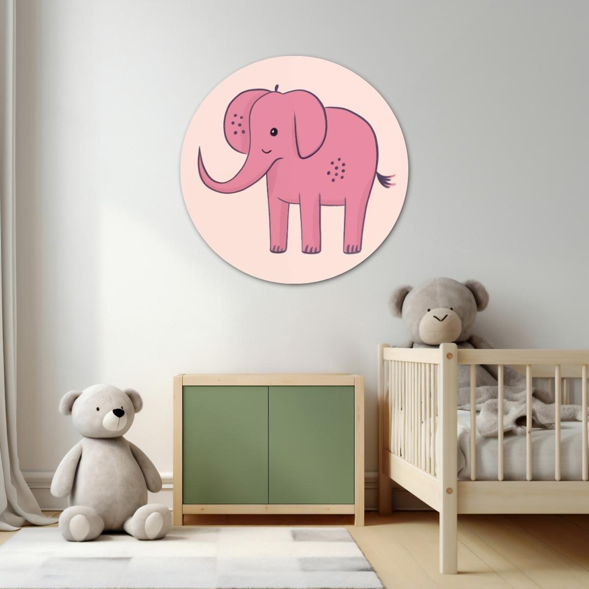 Vrolijke olifant muurcirkel-WallArtistic