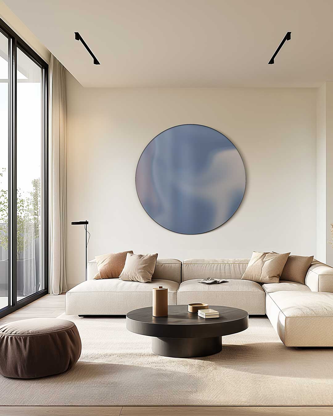 Elegante Blauw Tinten Muurcirkel