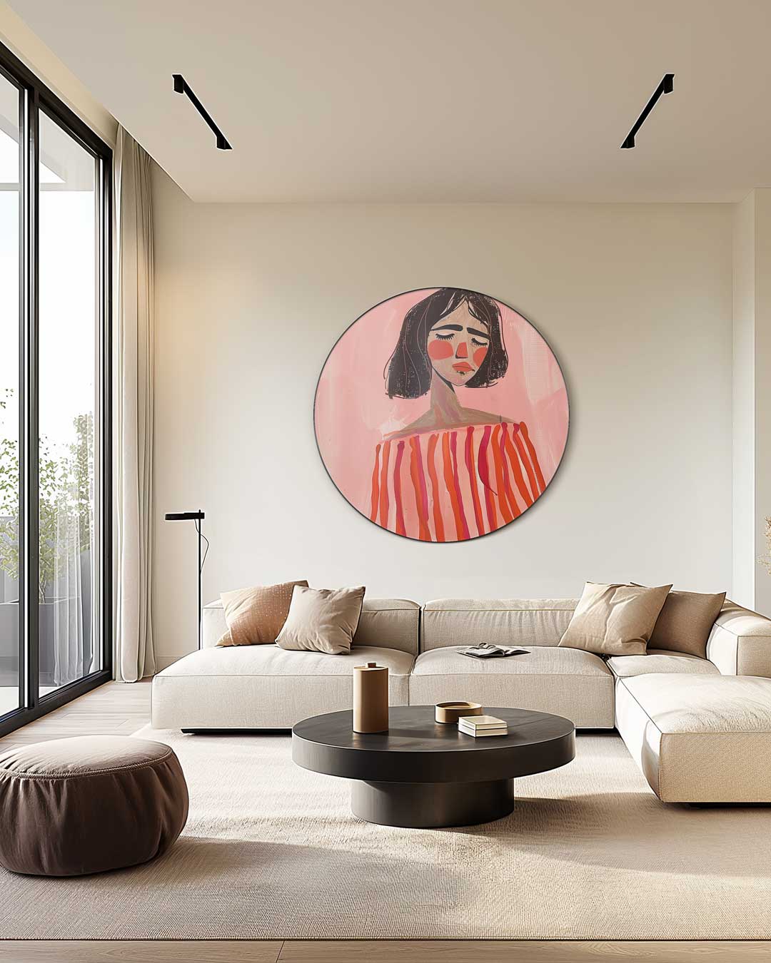 Dromerige Vrouw Muurcirkel-WallArtistic
