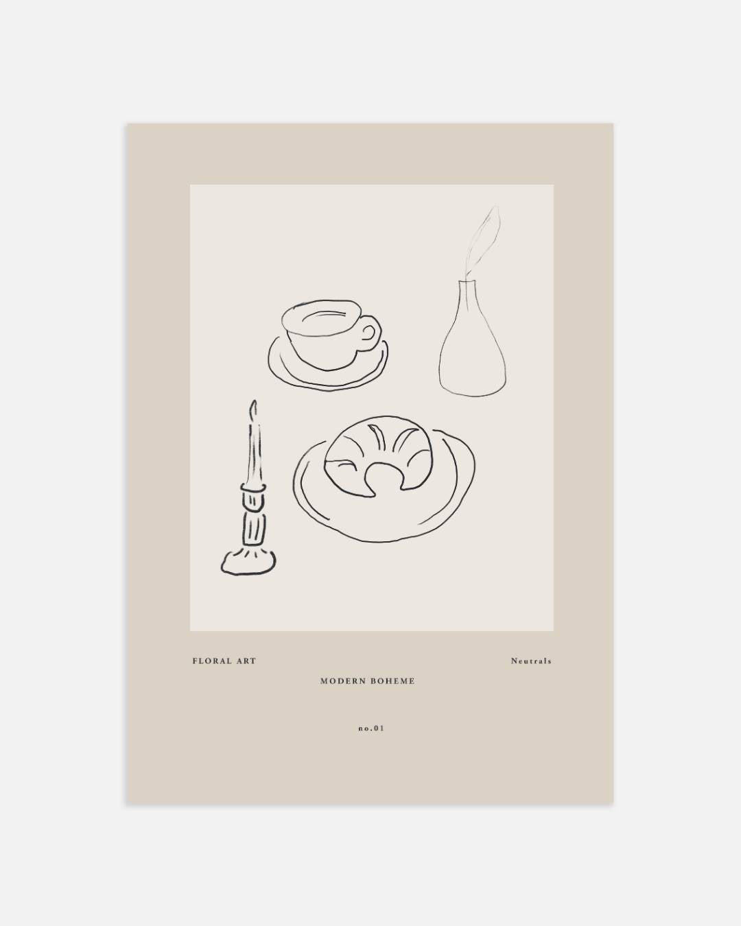 Floral Art ontbijt moment Poster