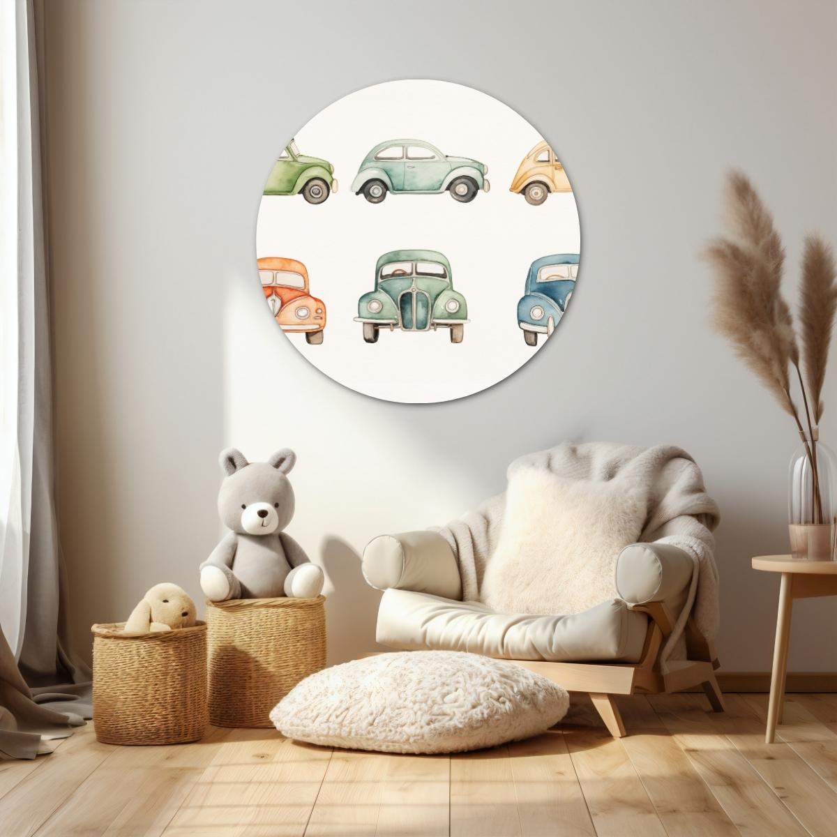 Vintage auto's Muurcirkel-WallArtistic