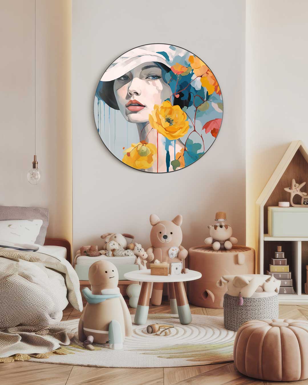 Vrouwelijke Elegantie Muurcirkel-WallArtistic