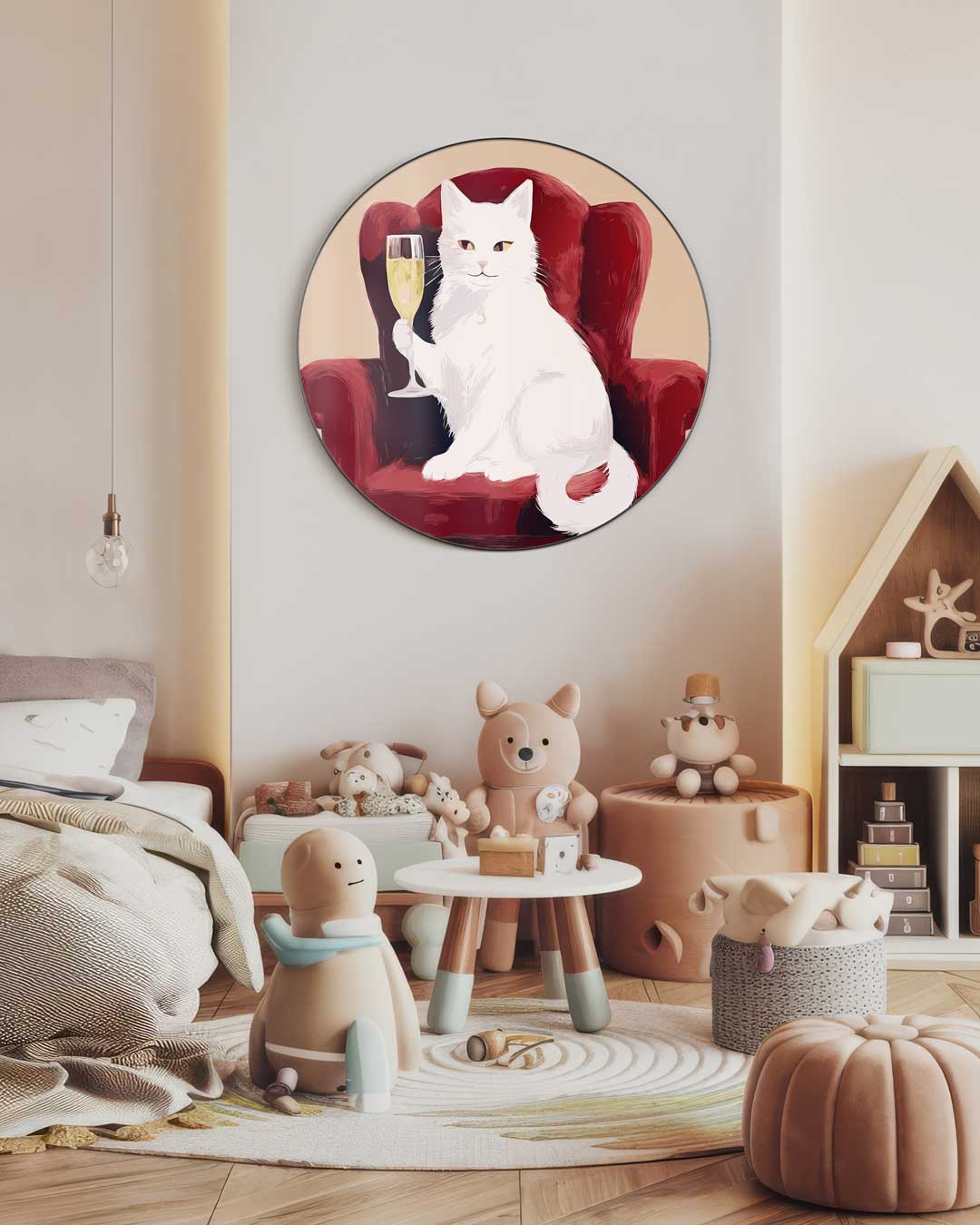 Luxe Kat op Stoel Muurcirkel