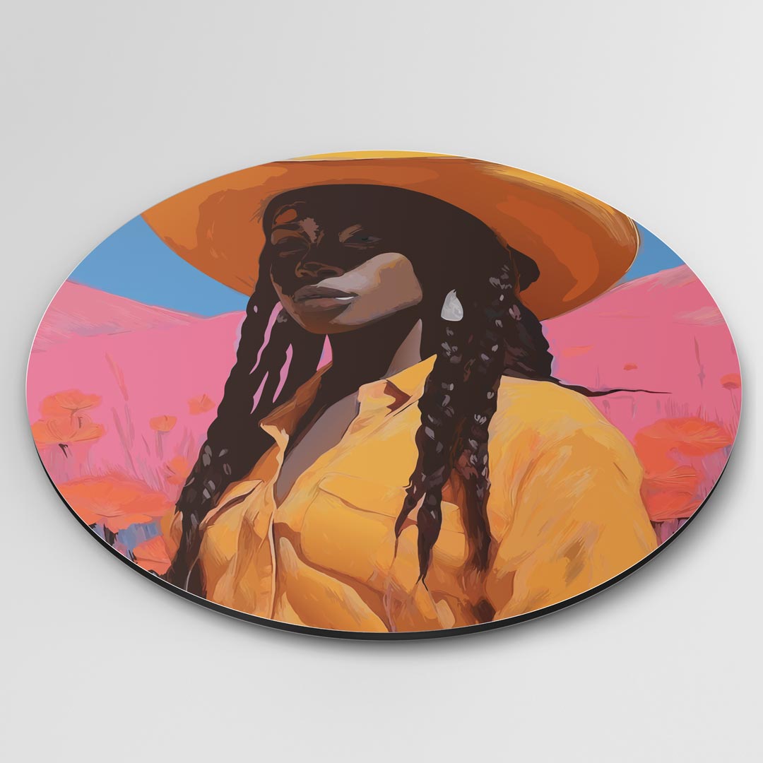 Kleurrijke Cowboy Portret Muurcirkel-WallArtistic