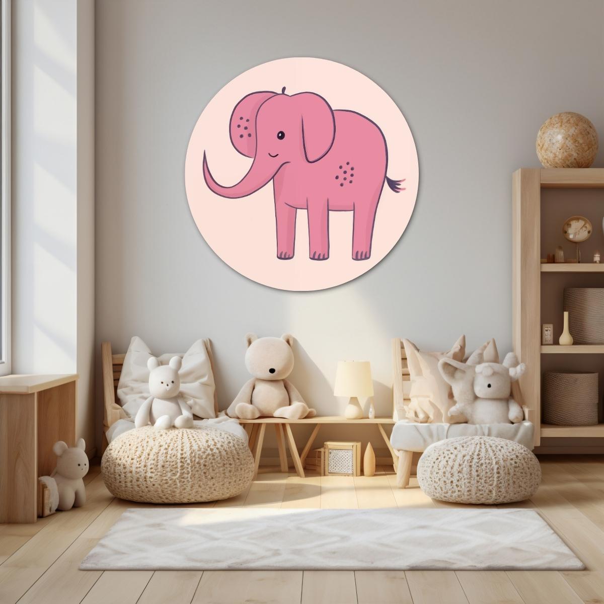 Vrolijke olifant muurcirkel-WallArtistic
