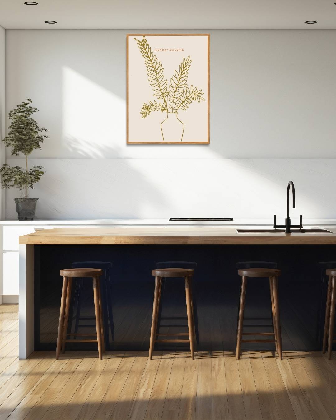 Minimalistische bladeren schets Poster