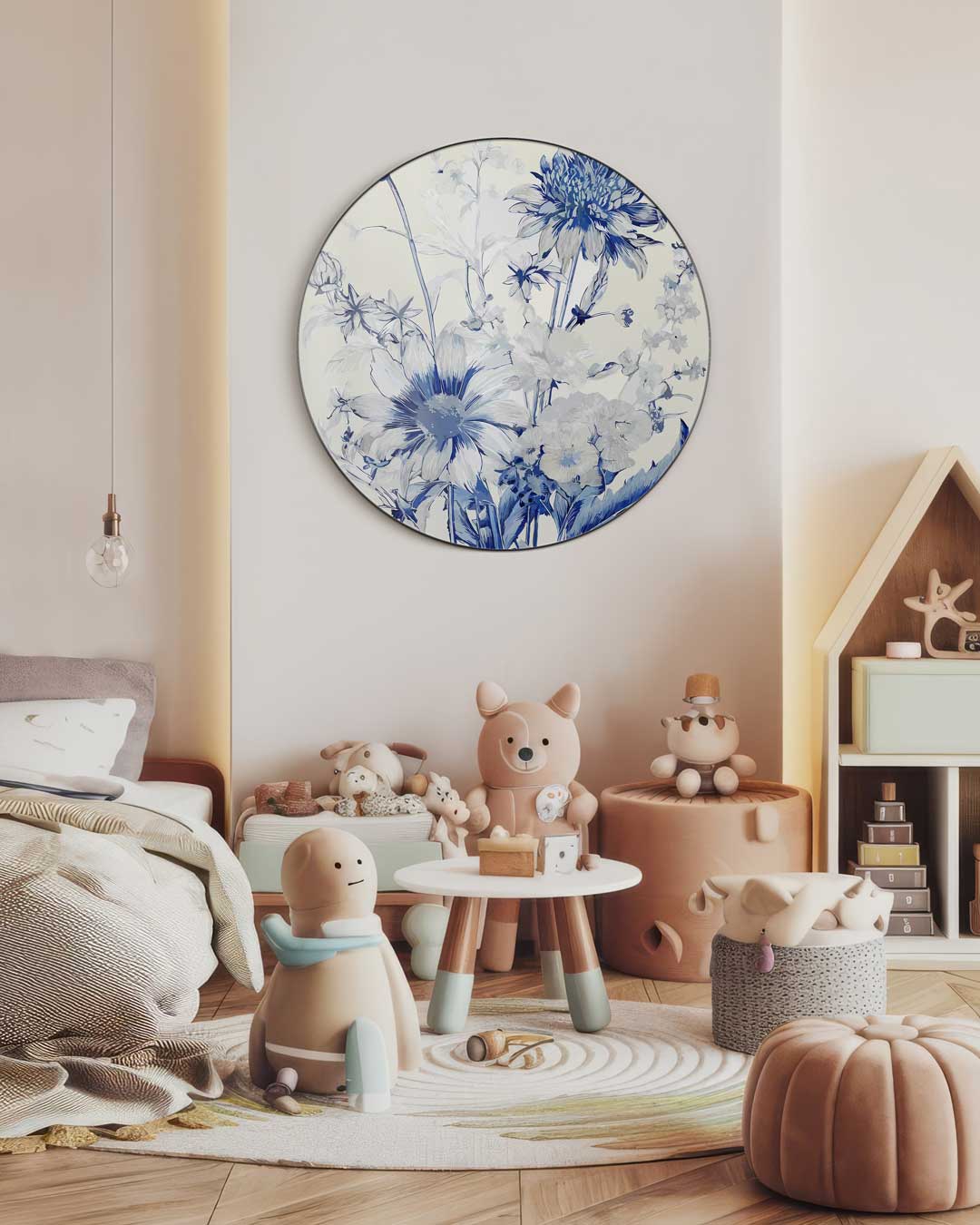 Bloemen Muurcirkel Blauw