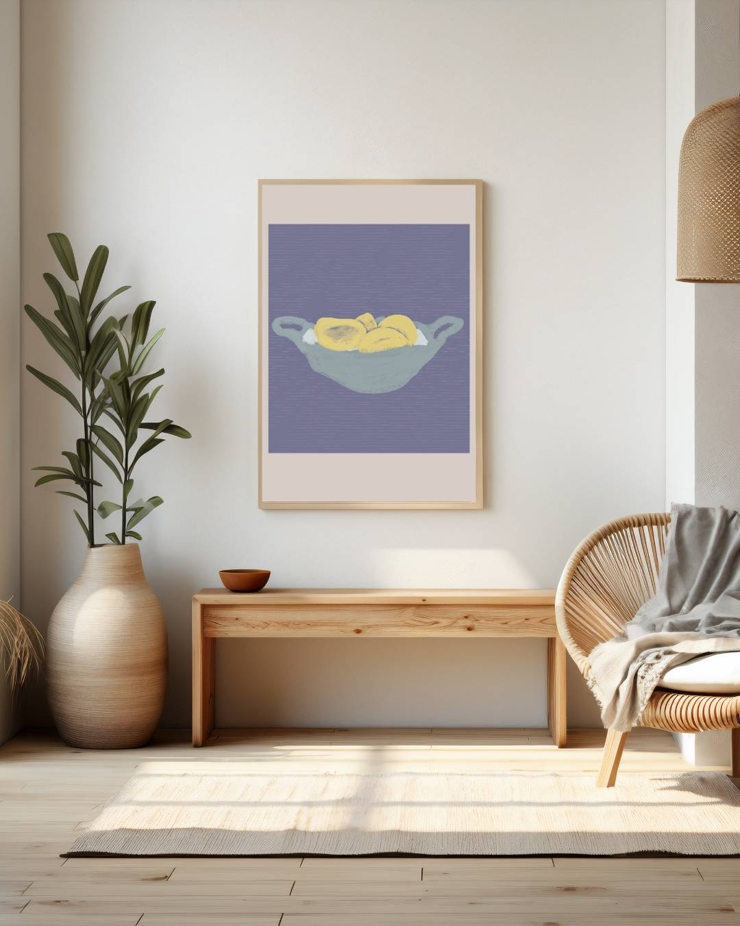 Citroenen in blauwe schaal Poster