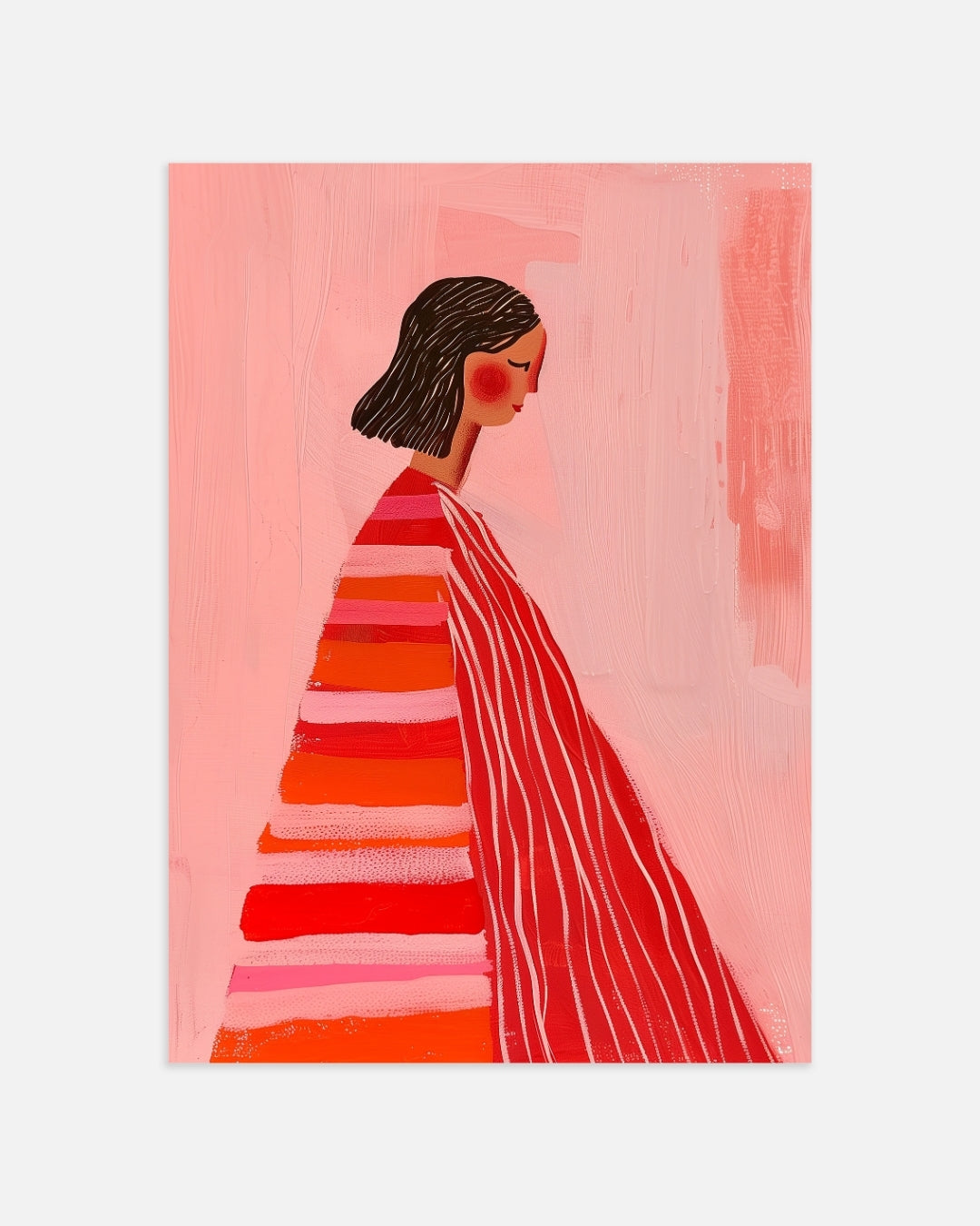 Vrouw in Rode Strepen Poster