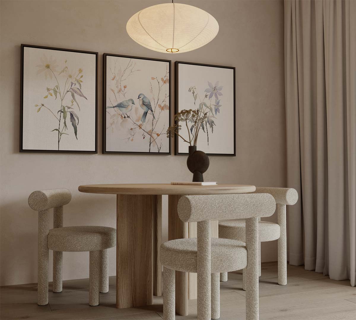 Natuurgetrouwe vogels en bloemen Kunstwerk-canvas-dibond-plexiglas-wanddecoratie-WallArtistic