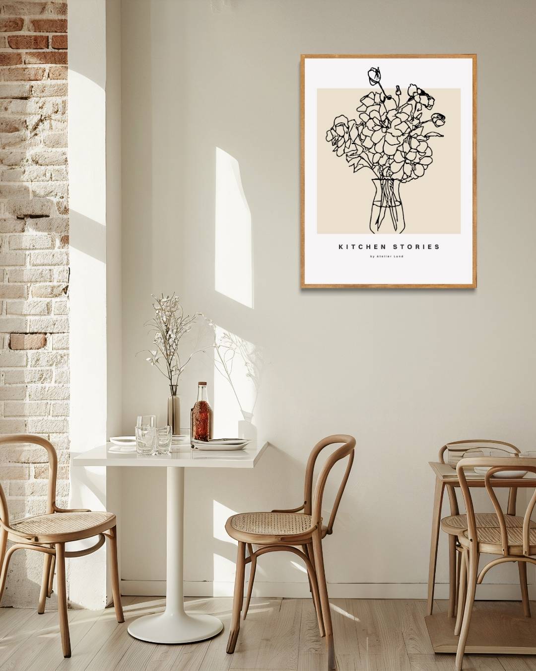 Line art bloemenvaas Poster