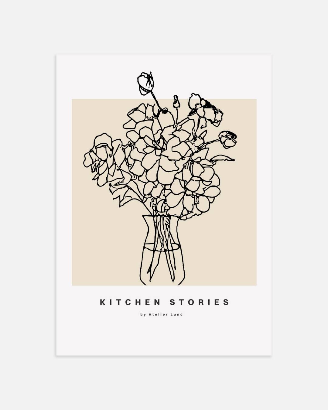 Line art bloemenvaas Poster