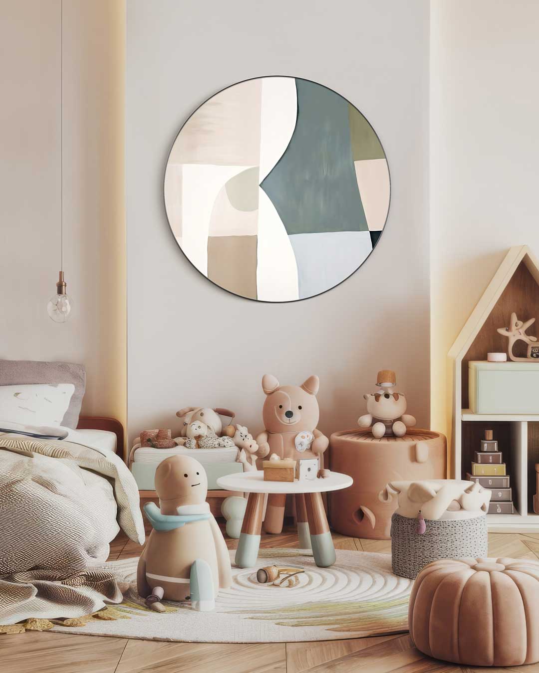 Abstracte Wandcirkel Beige Groenten Muurcirkel