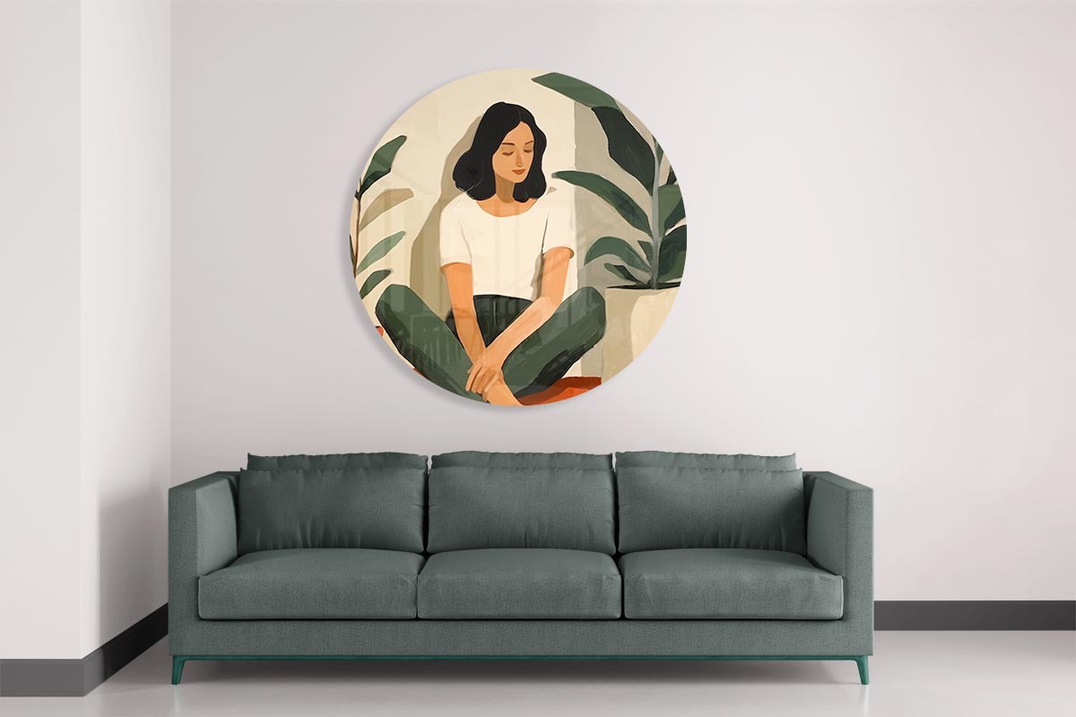 Vrouwelijke Ontspanning Muurcirkel-WallArtistic