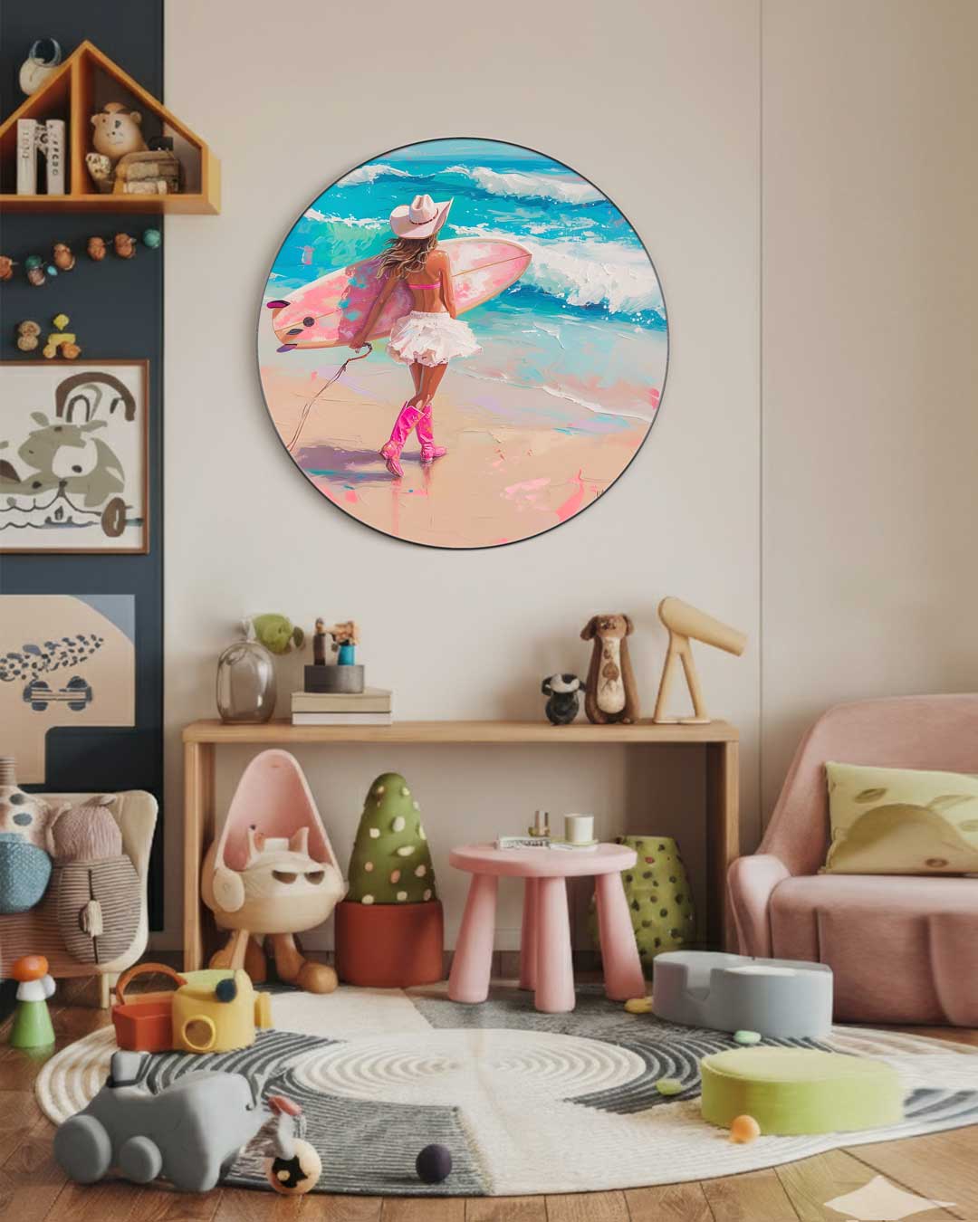 Cowgirl Surf Vibes Muurcirkel