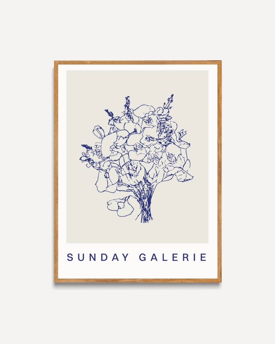 Blauw bloemenboeket Poster