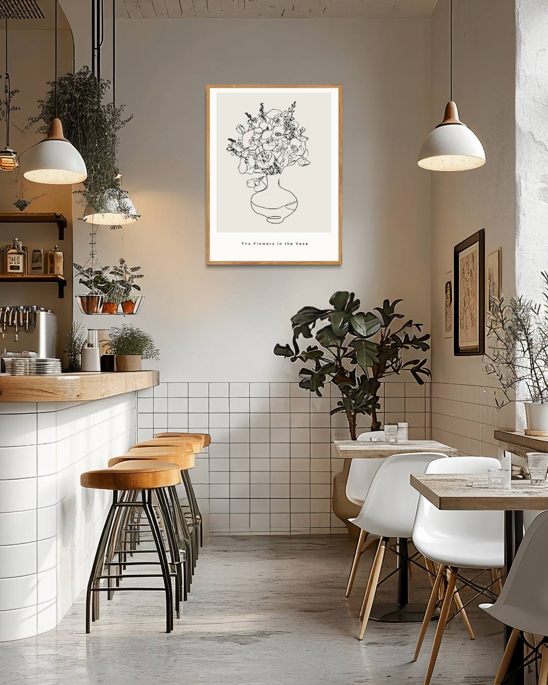 Bloemen in vaas zwart-wit Poster