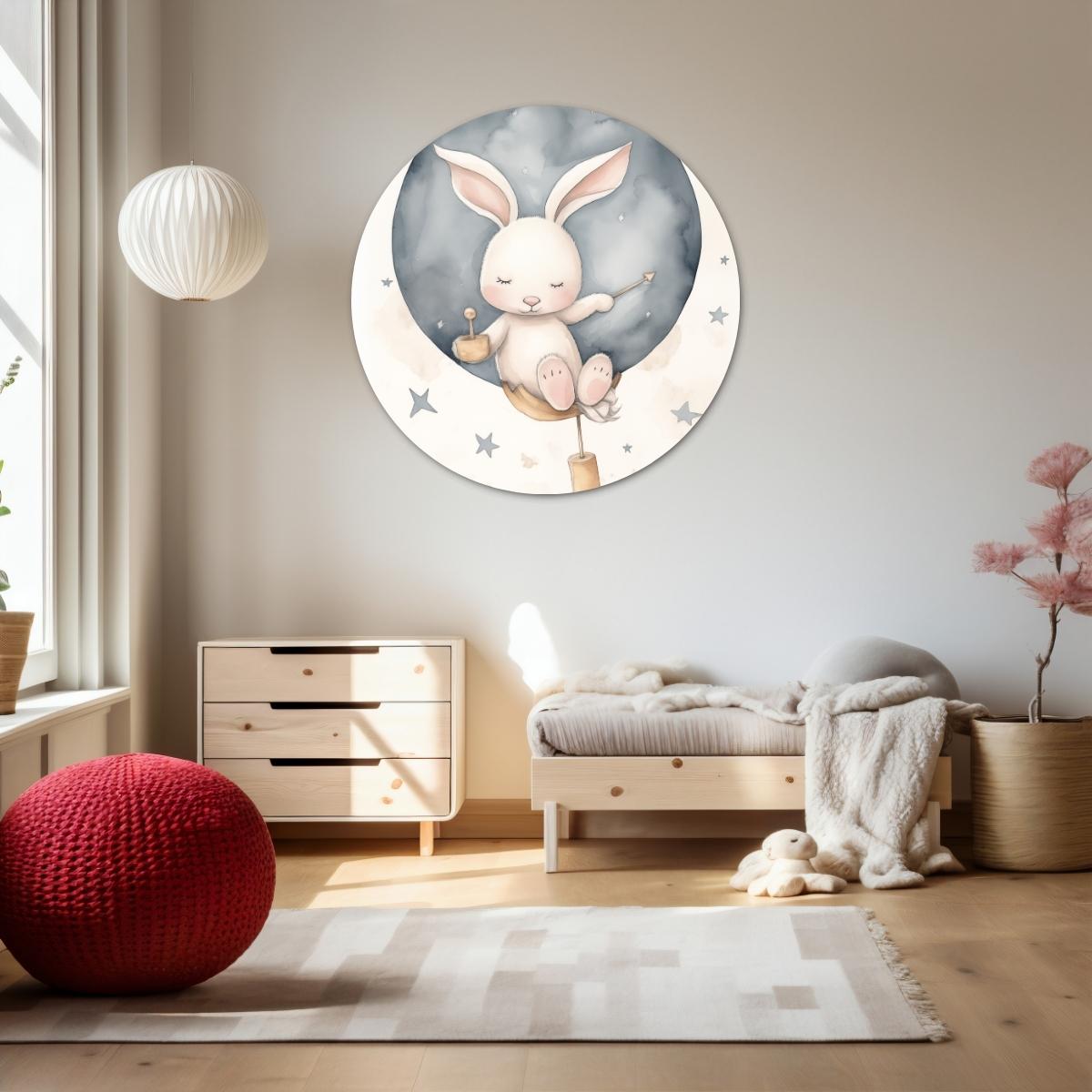 Maan konijntje Muurcirkel-WallArtistic
