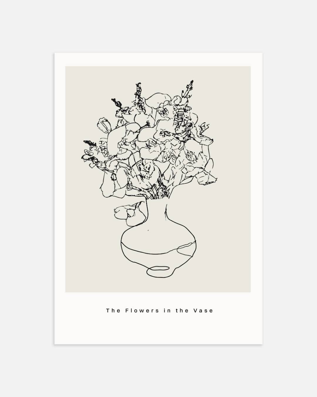 Bloemen in vaas zwart-wit Poster